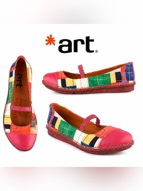 art® Patchwork Leather & ClothMary Jane Flats | Made in Spain | EU 40 | US 9–9.5